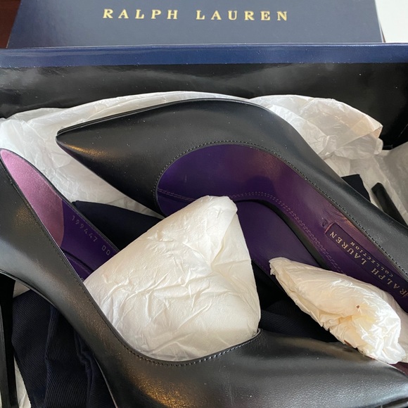 40% OFF RALPH LAUREN Purple Label Black Leather Pumps US 8.5 - Picture 3 of 3